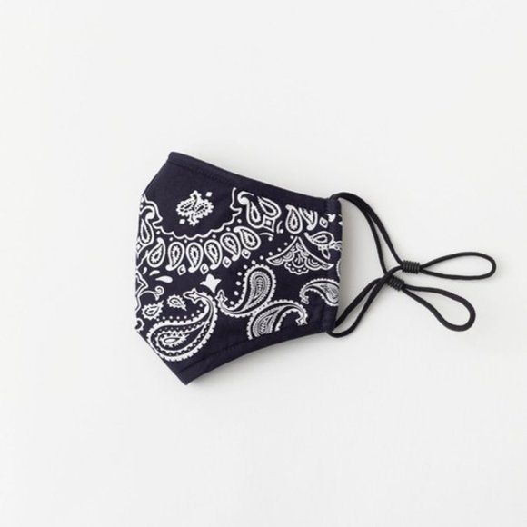 Navy Paisley Reusable 3 Layer Filter Pocket Mask - Picture 6 of 8